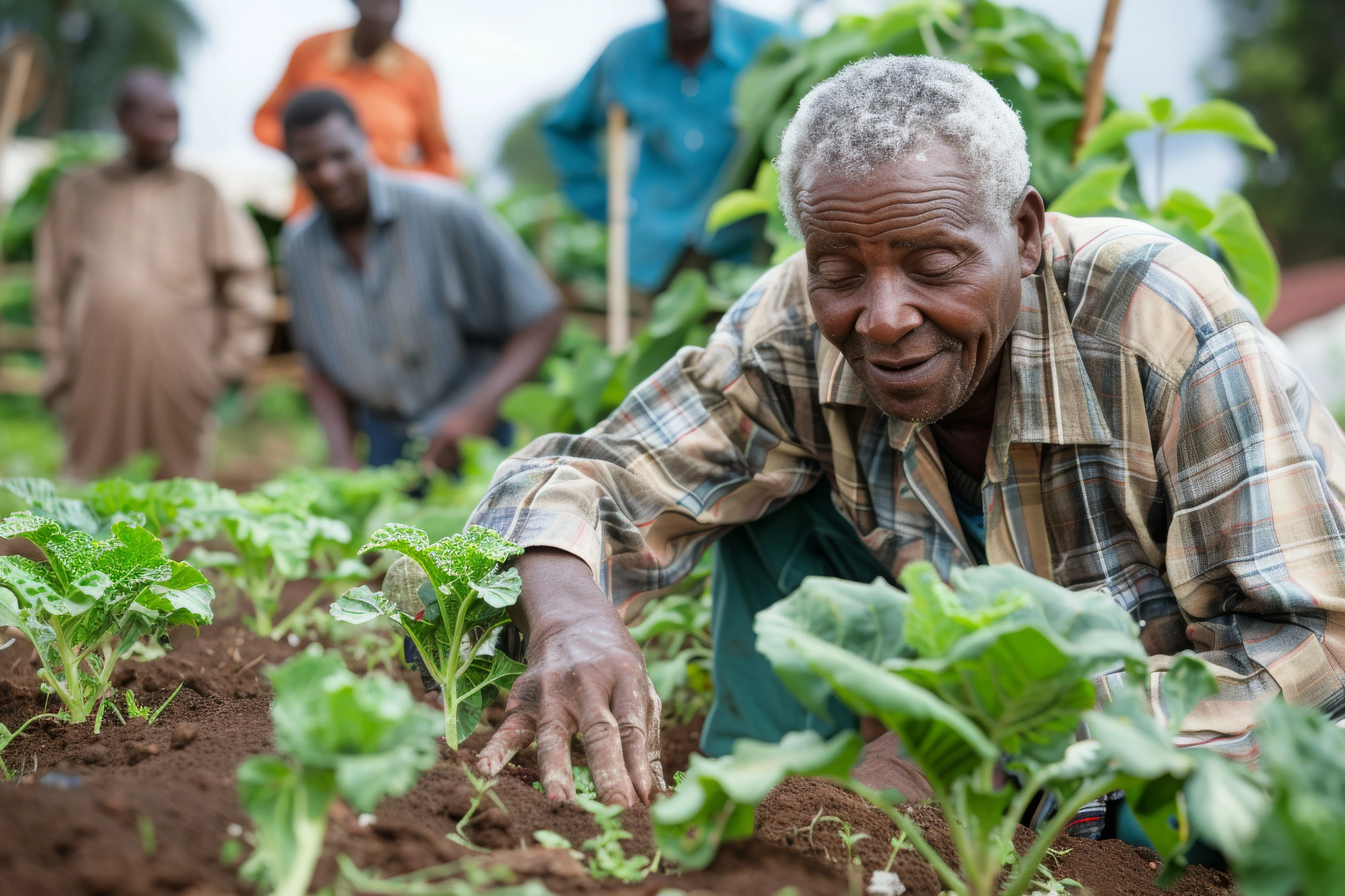 Farmers harvesting crops